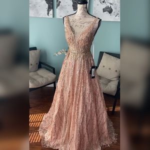 Rose gold a line prom dress, ball gown or non traditional wedding dress